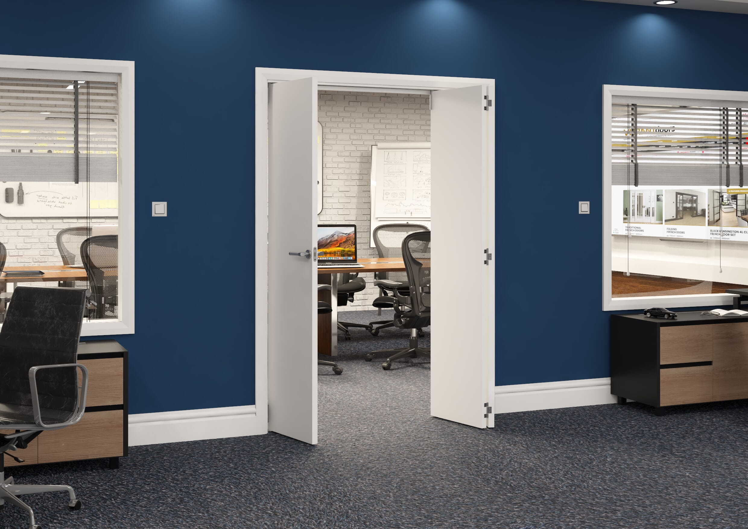 1456x2060x133mm White Flush Prefinished Roomfold Grande (2+1)