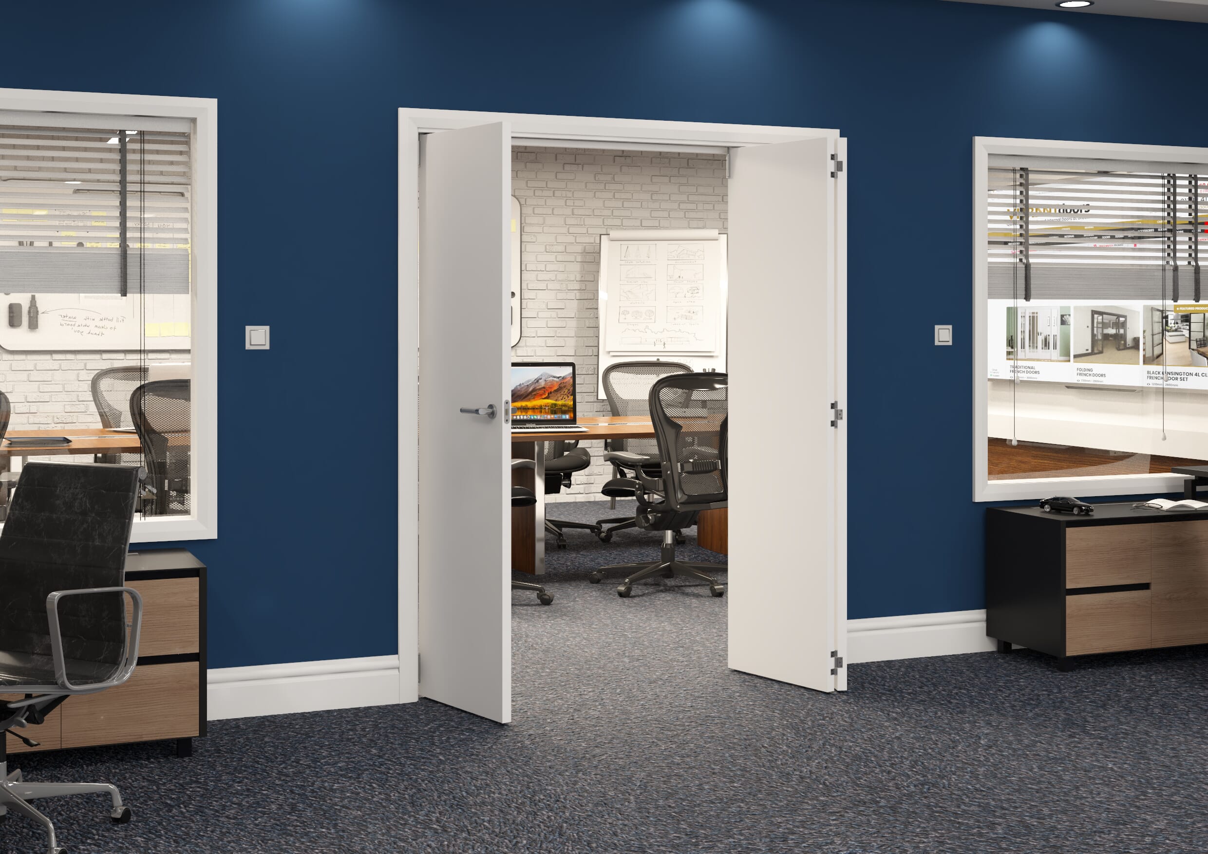 1684x2060x133mm White Flush Prefinished Roomfold Grande (2+1)