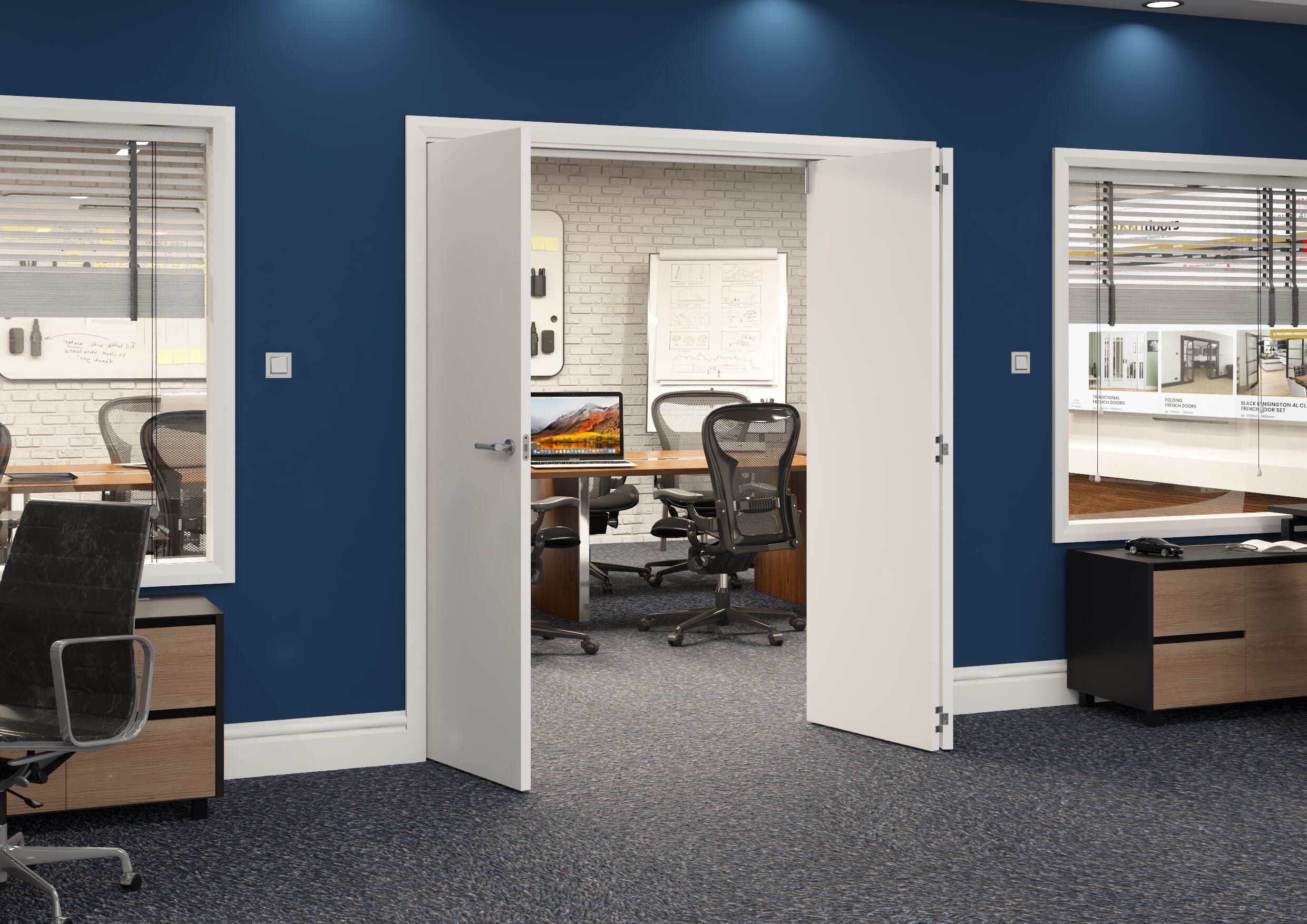 1915x2060x133mm White Flush Prefinished Roomfold Grande (2+1)