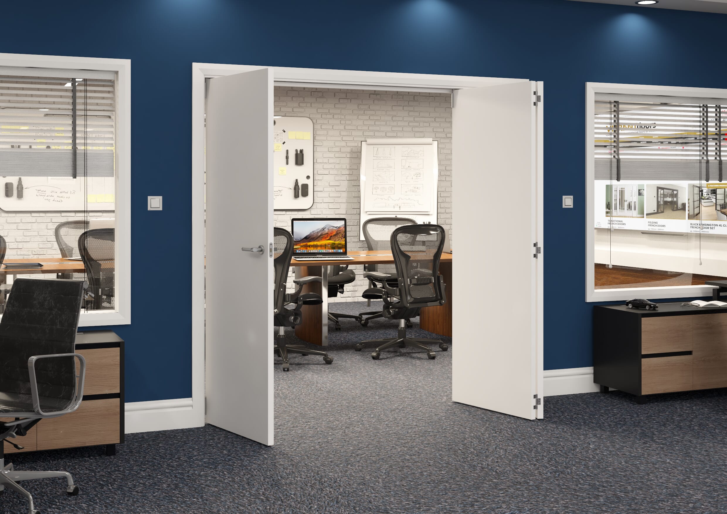 2143x2060x133mm White Flush Prefinished Roomfold Grande (2+1)