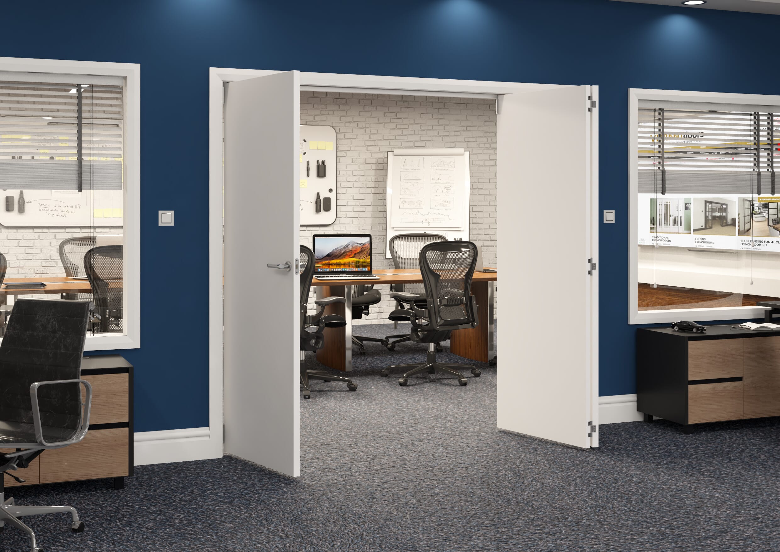 2218x2060x133mm White Flush Prefinished Roomfold Grande (2+1)