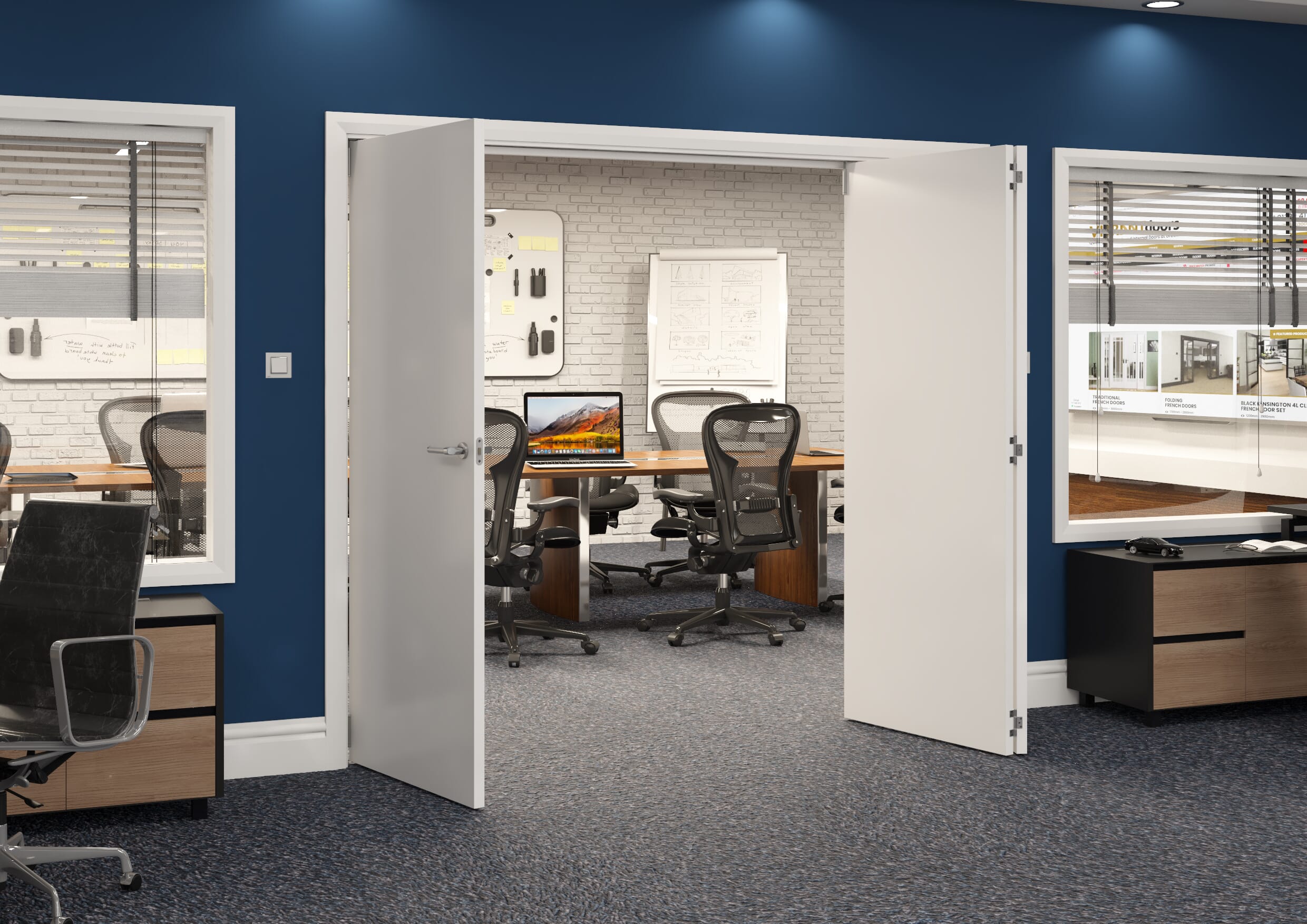 2371x2060x133mm White Flush Prefinished Roomfold Grande (2+1)