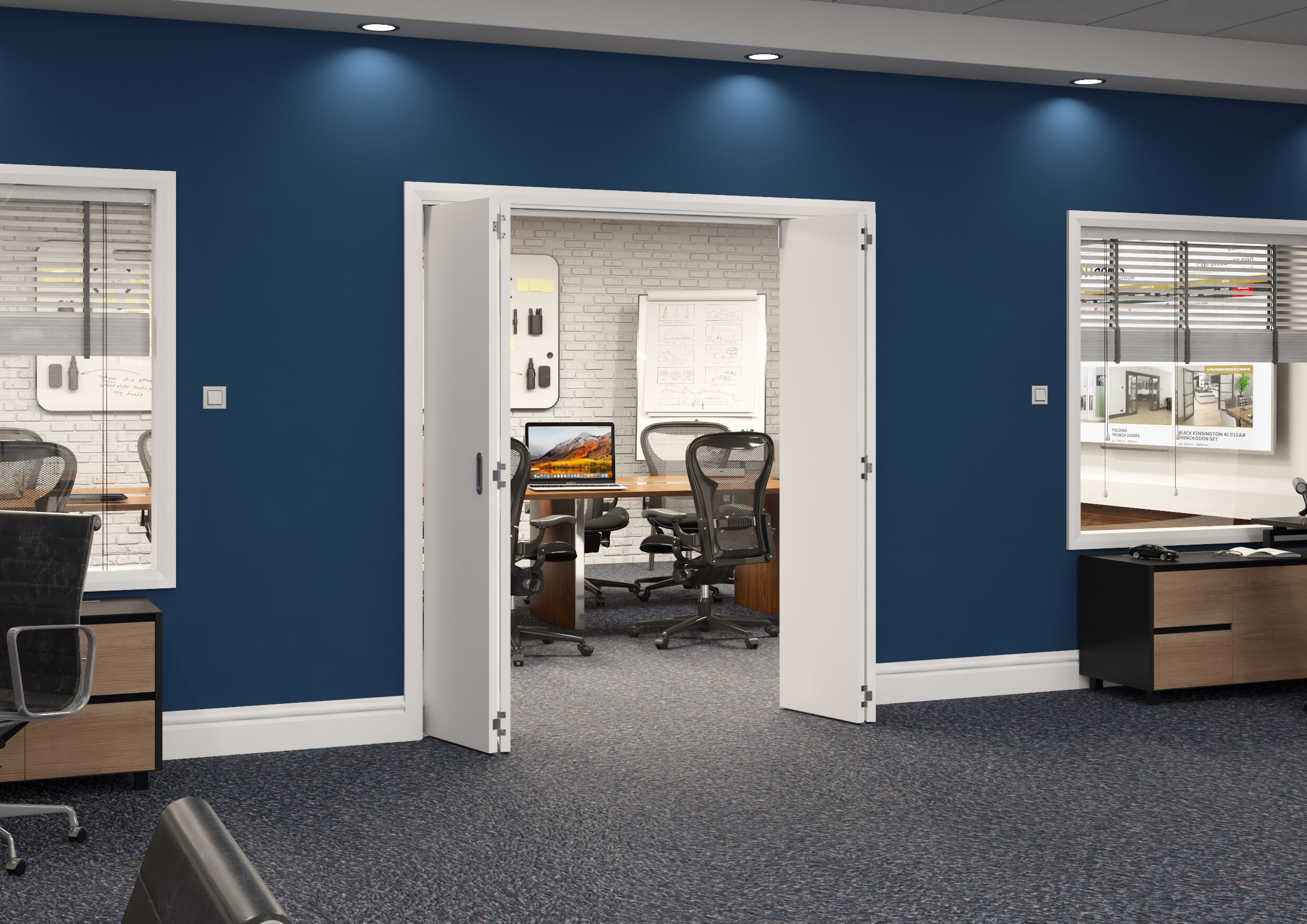 1916x2060x133mm White Flush Prefinished Roomfold Grande (2+2)