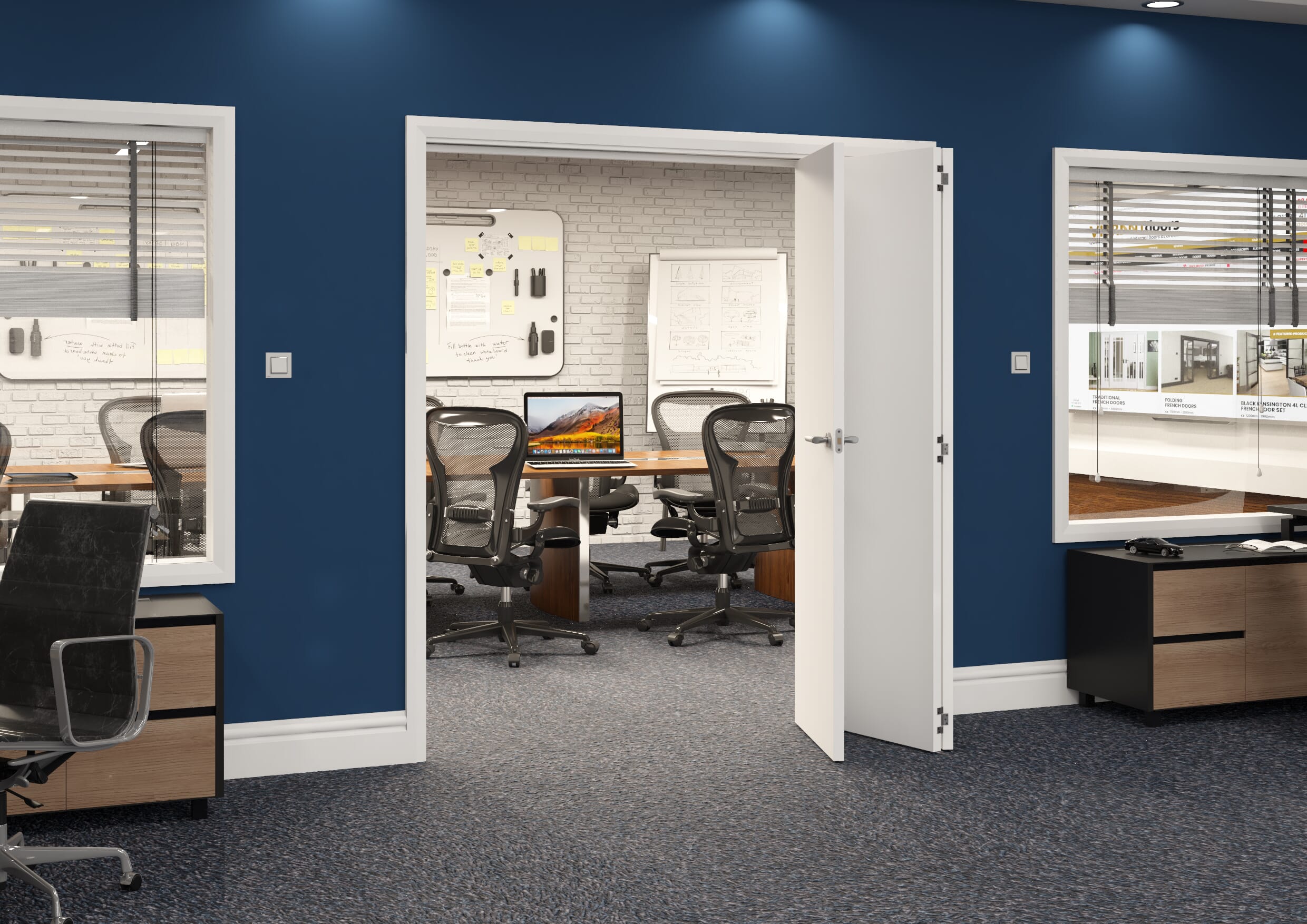 1905x2060x133mm White Flush Prefinished Roomfold Grande (3+0)