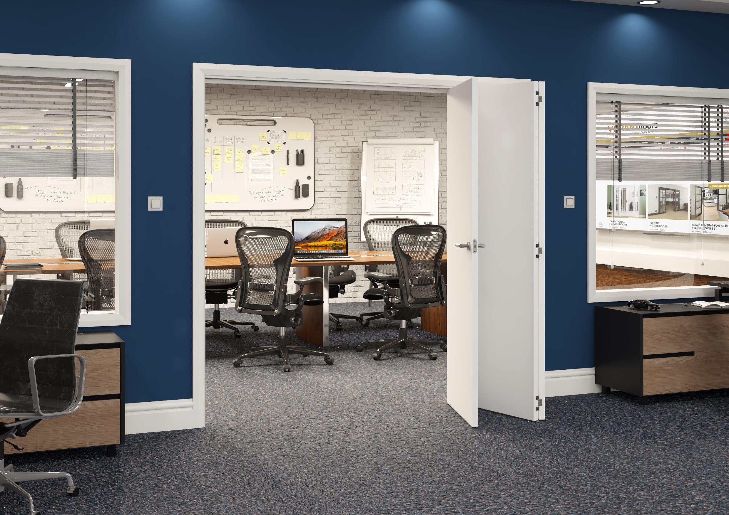 2133x2060x133mm White Flush Prefinished Roomfold Grande (3+0)