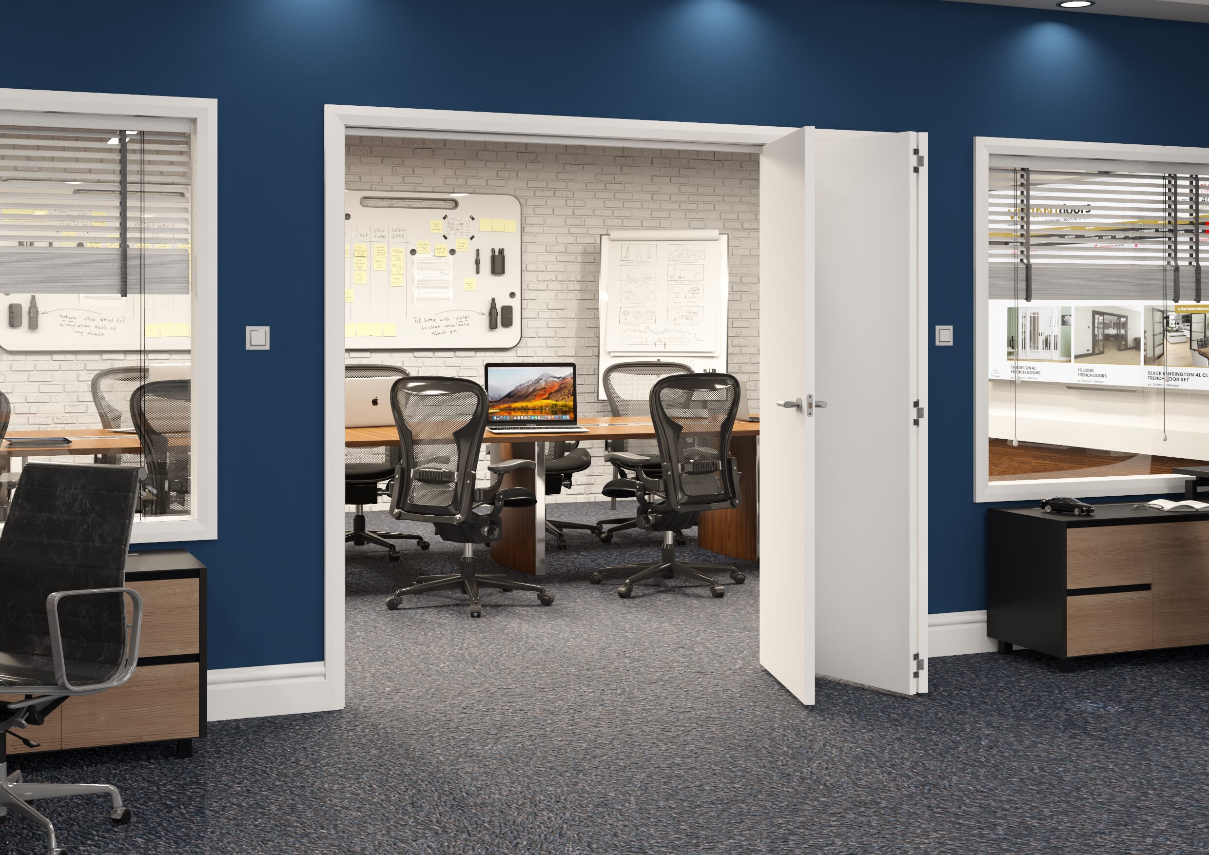 2208x2060x133mm White Flush Prefinished Roomfold Grande (3+0)