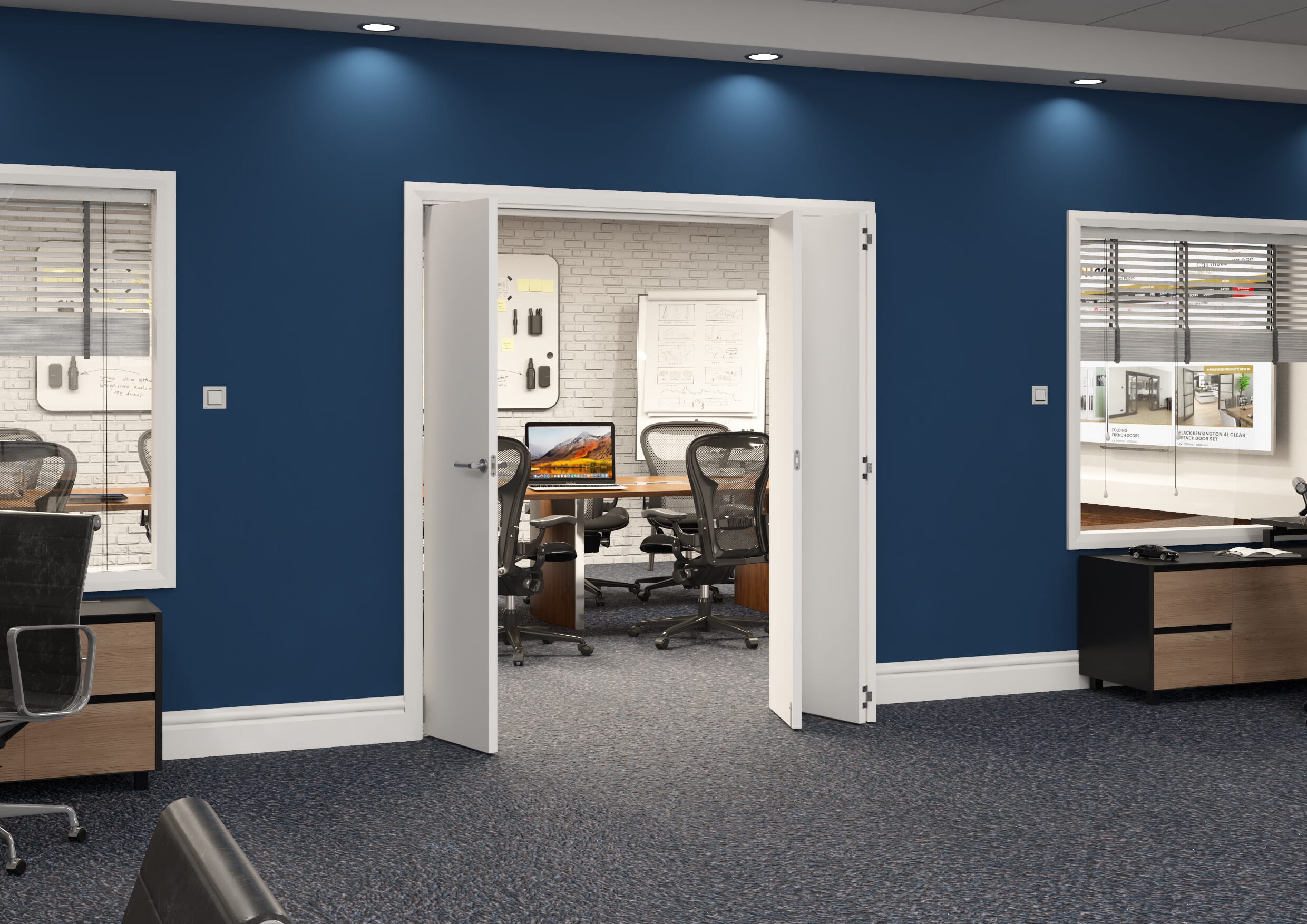 1916x2060x133mm White Flush Prefinished Roomfold Grande (3+1)