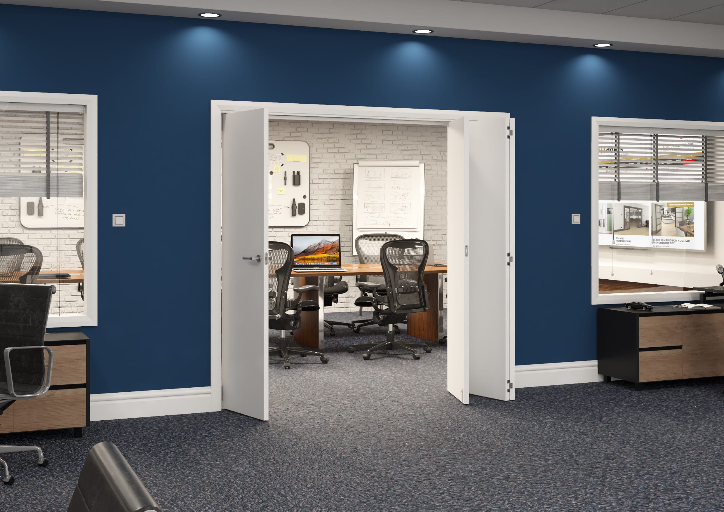 2220x2060x133mm White Flush Prefinished Roomfold Grande (3+1)