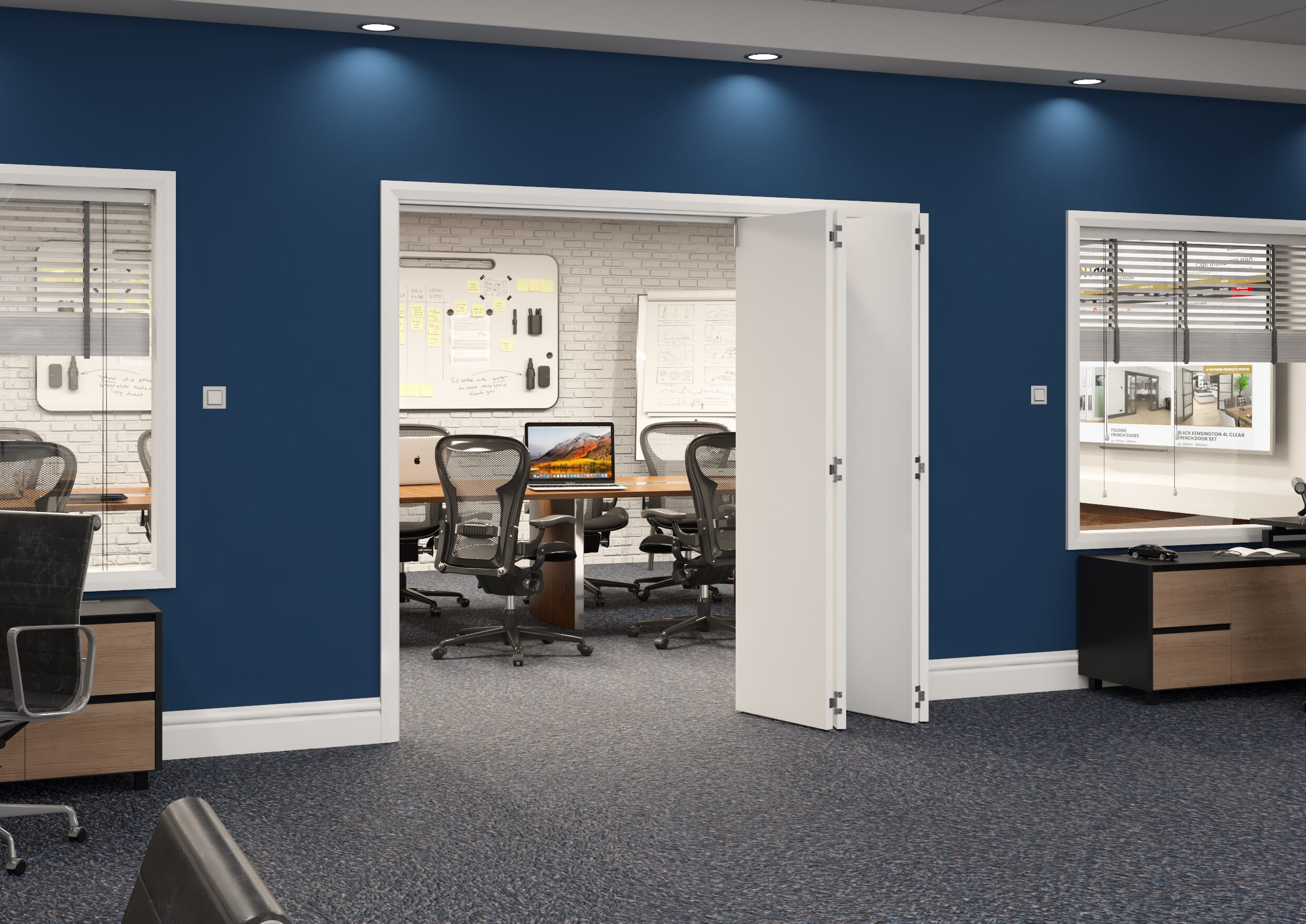 2213x2060x133mm White Flush Prefinished Roomfold Grande (4+0)