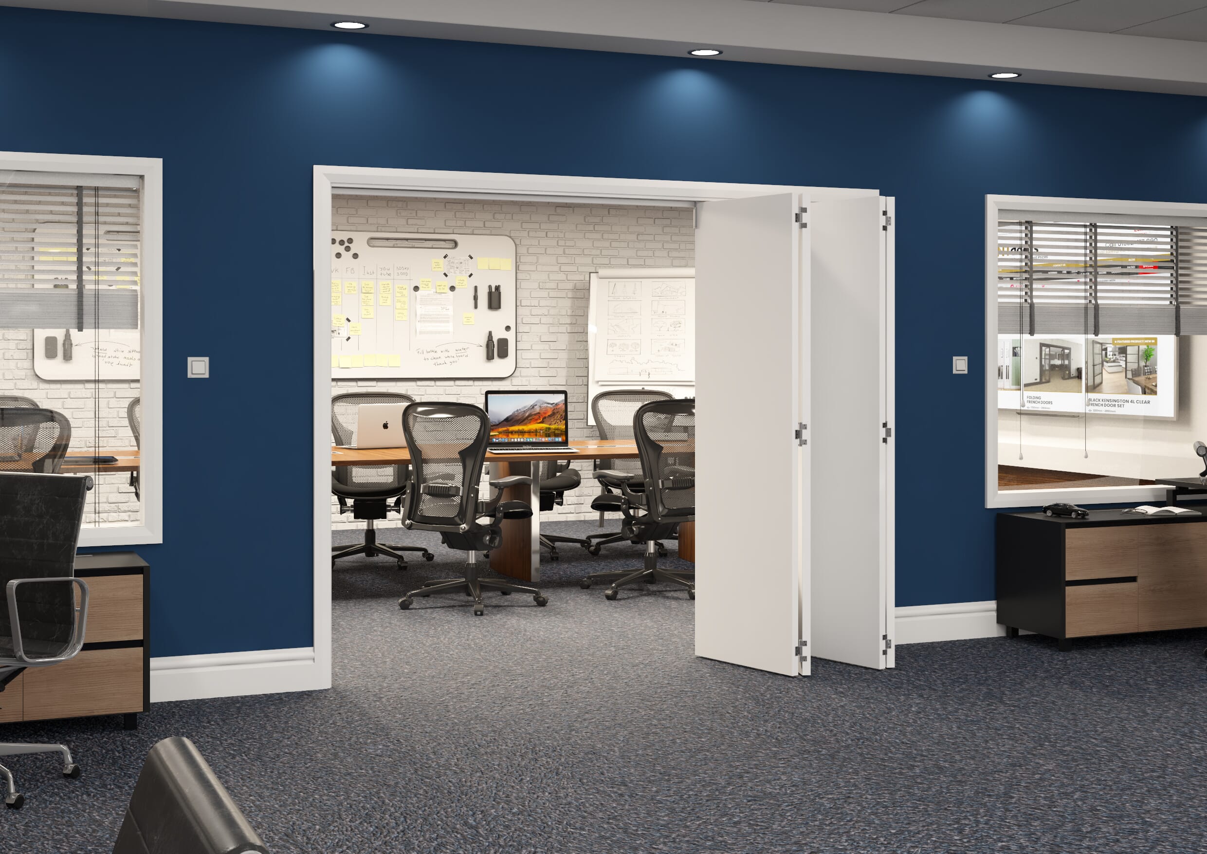 2521x2060x133mm White Flush Prefinished Roomfold Grande (4+0)