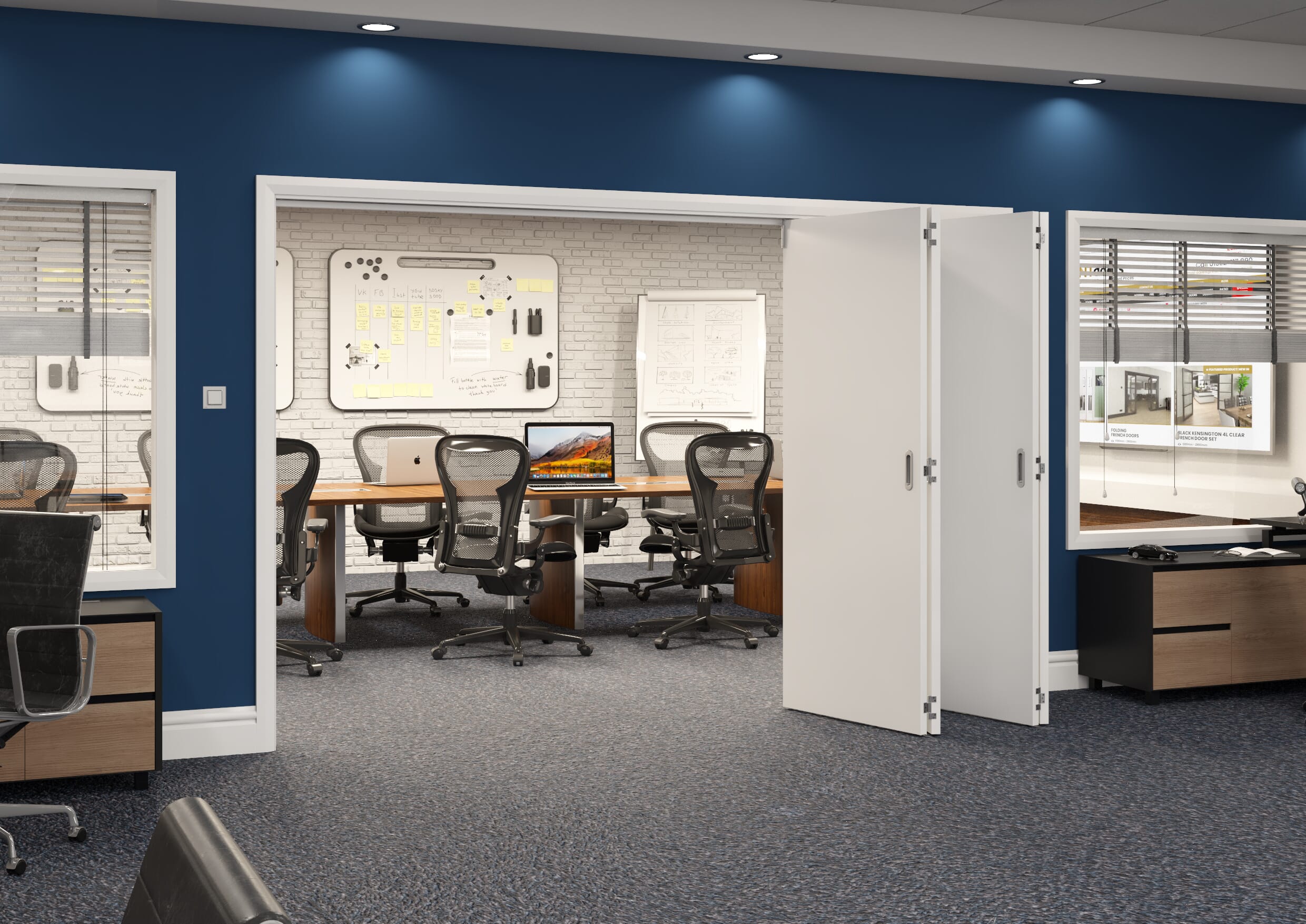 3129x2060x133mm White Flush Prefinished Roomfold Grande (4+0)