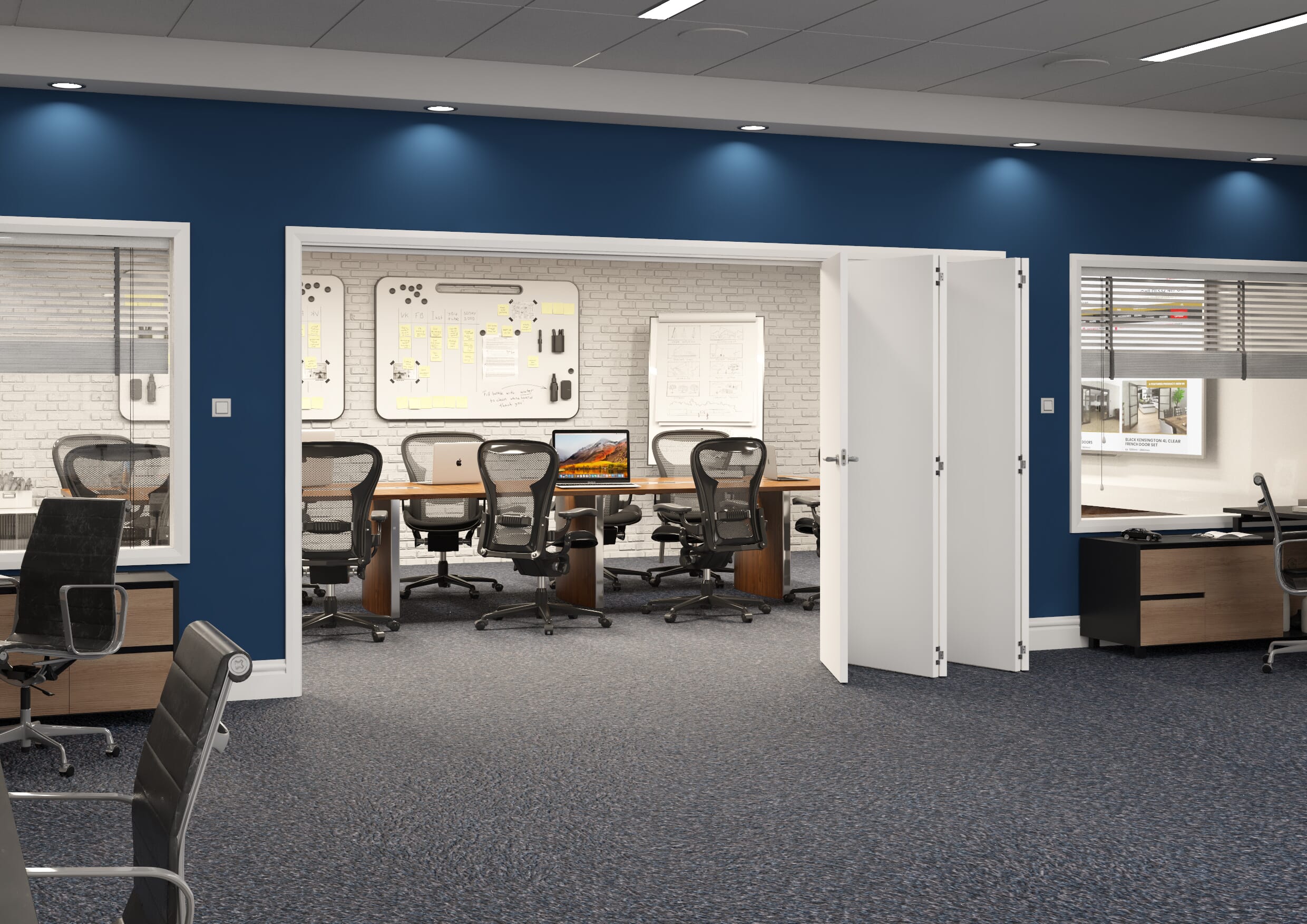 3636x2060x133mm White Flush Prefinished Roomfold Grande (5+0)