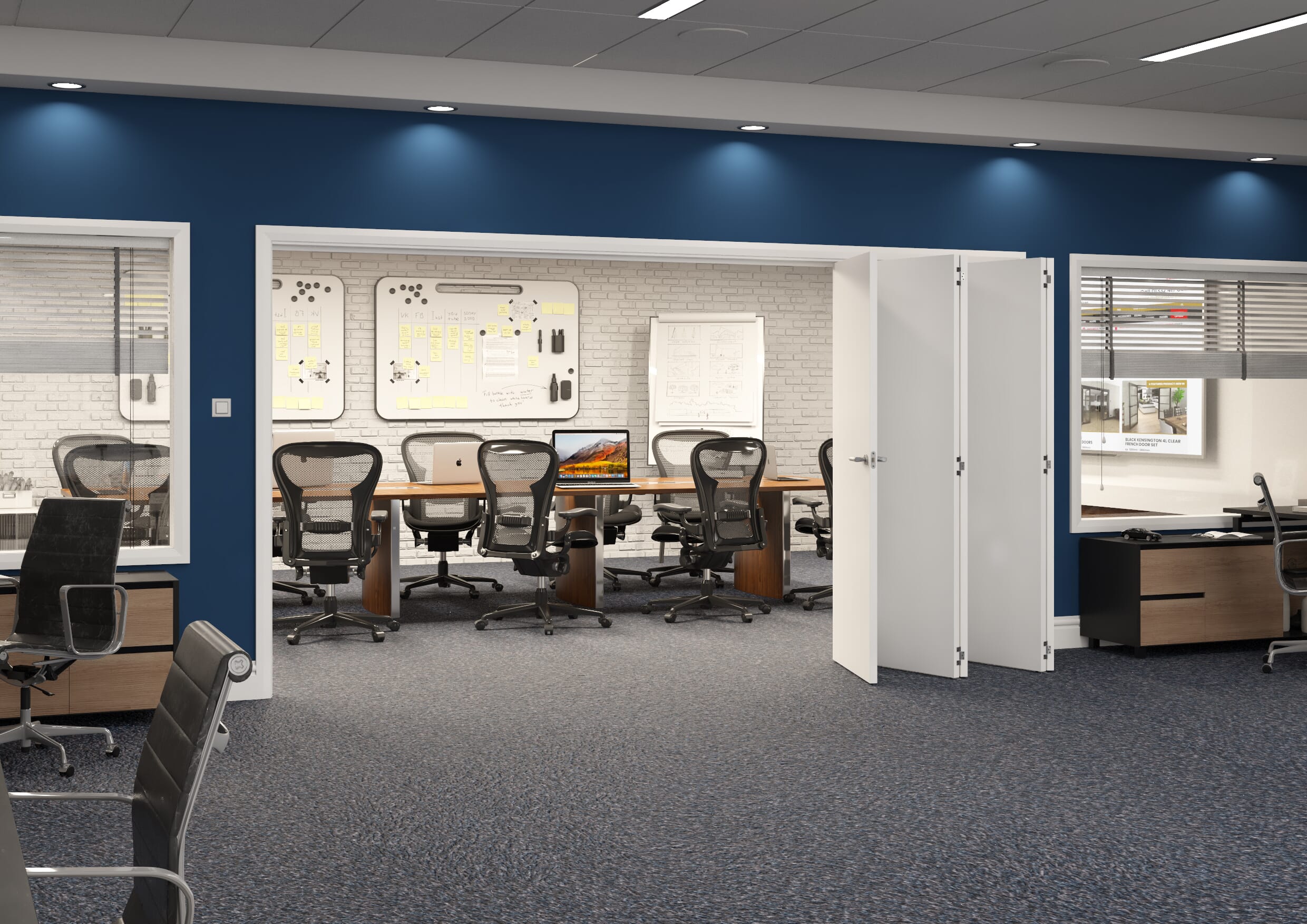 3891x2060x133mm White Flush Prefinished Roomfold Grande (5+0)