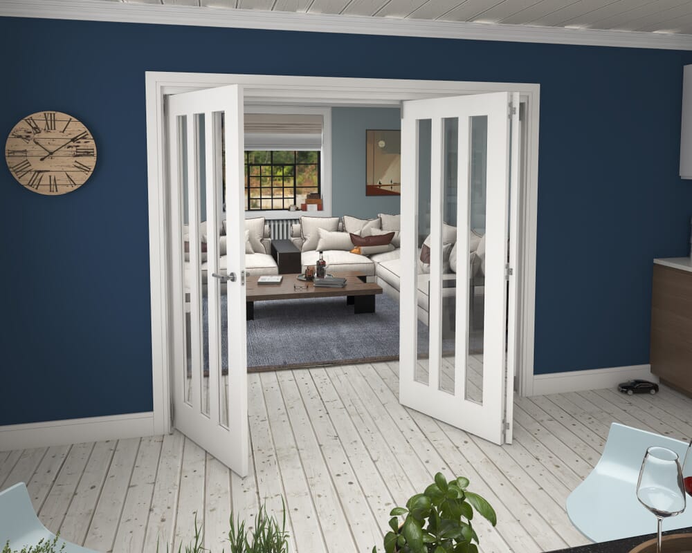 2371x2060x133mm Aston Clear Glazed White Roomfold Grande (2+1)