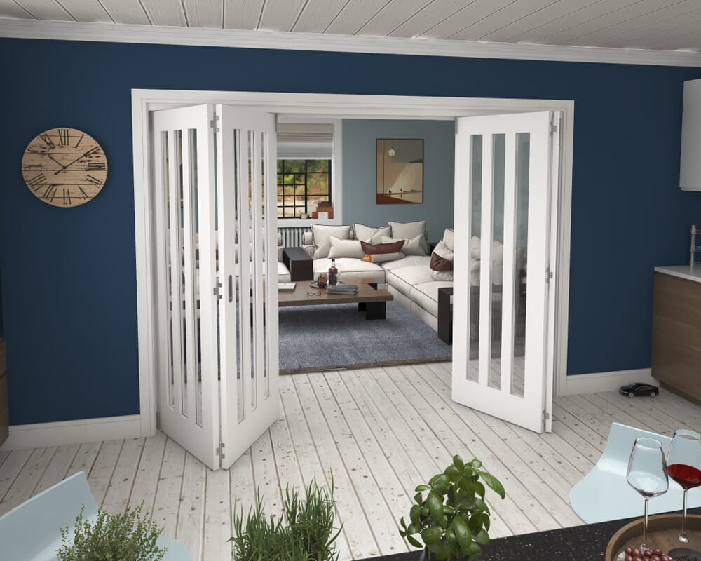 2832x2060x133mm Aston Clear Glazed White Roomfold Grande (2+2)