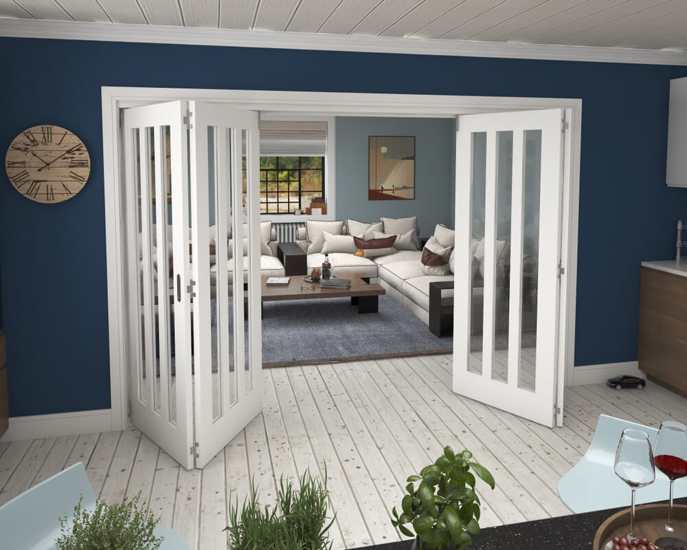 3136x2060x133mm Aston Clear Glazed White Roomfold Grande (2+2)