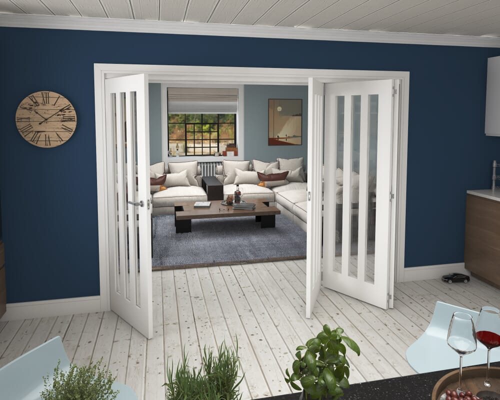 2832x2060x133mm Aston Clear Glazed White Roomfold Grande (3+1)