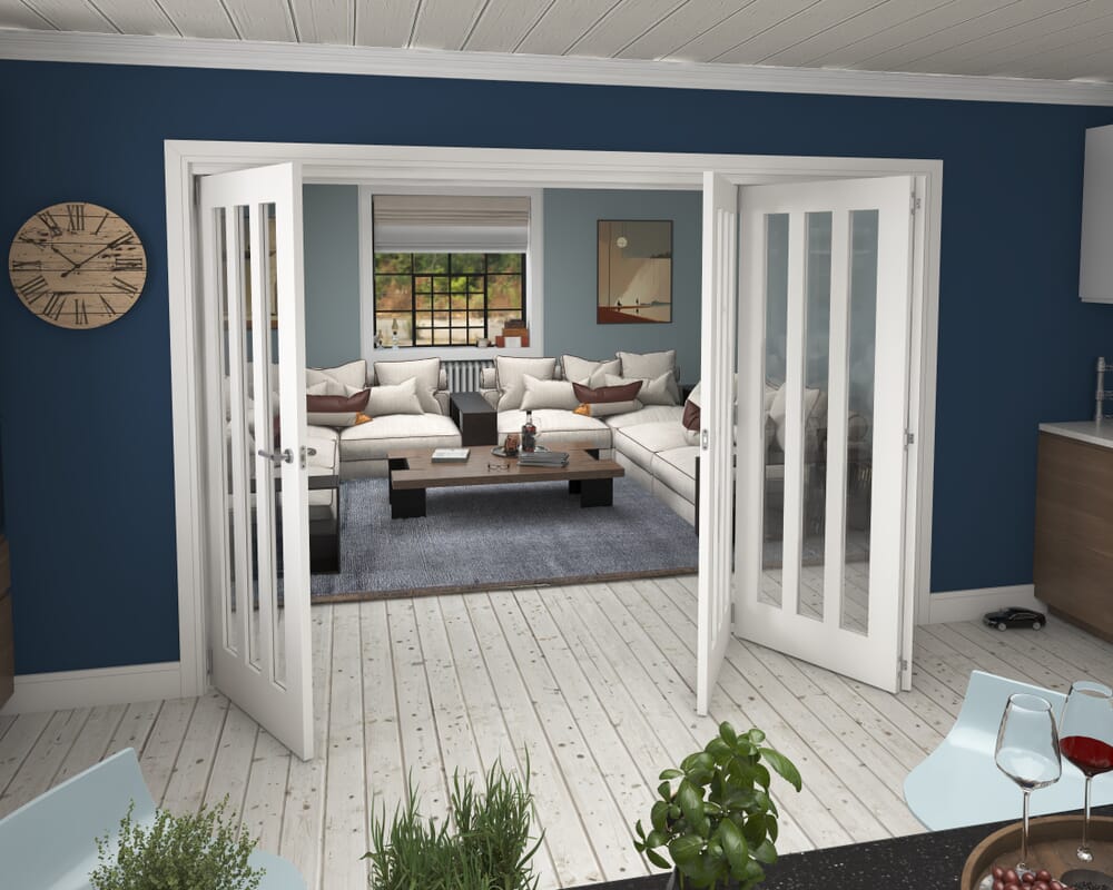 3136x2060x133mm Aston Clear Glazed White Roomfold Grande (3+1)