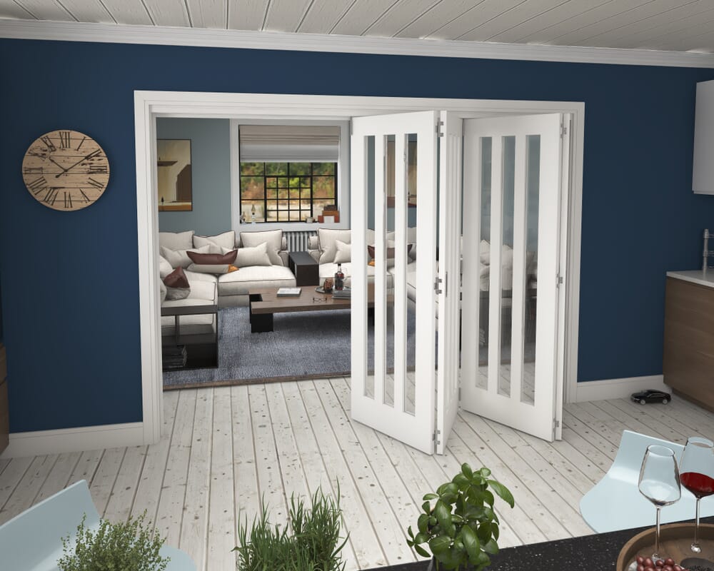 2825x2060x133mm Aston Clear Glazed White Roomfold Grande (4+0)