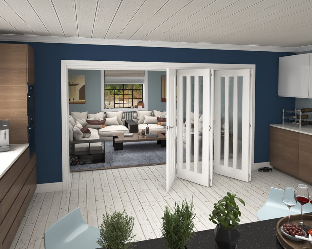 3511x2060x133mm Aston Clear Glazed White Roomfold Grande (5+0)