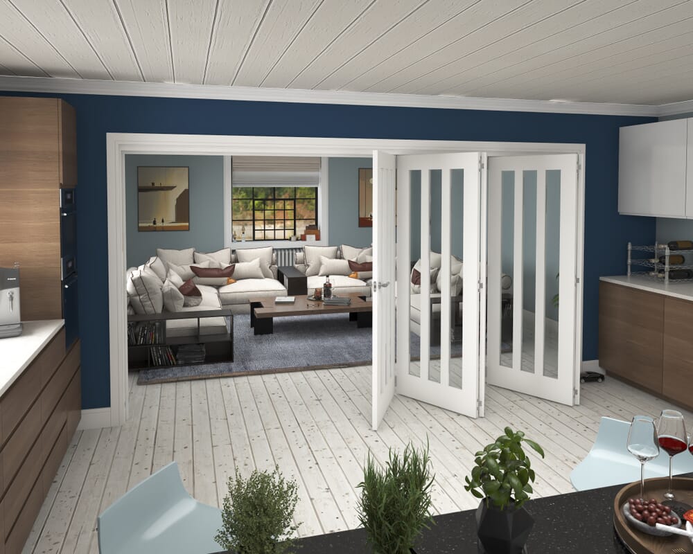 3891x2060x133mm Aston Clear Glazed White Roomfold Grande (5+0)