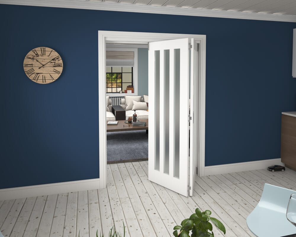 1447x2060x133mm Aston Frosted Glazed White Roomfold Grande (2+0)
