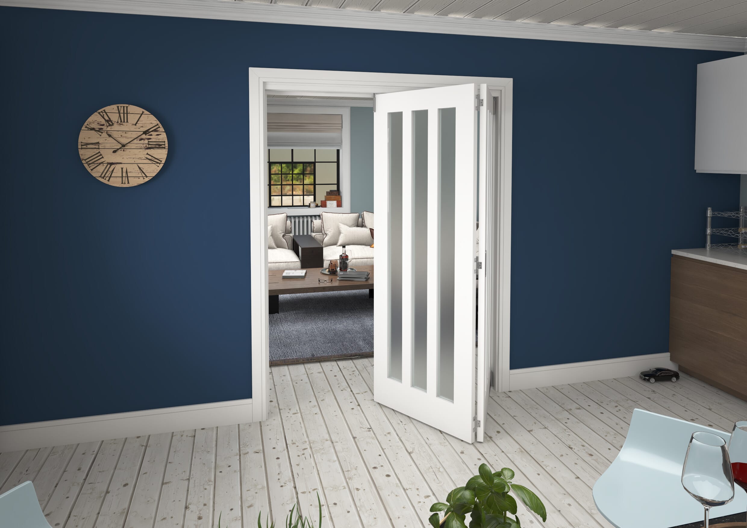 1599x2060x133mm Aston Frosted Glazed White Roomfold Grande (2+0)