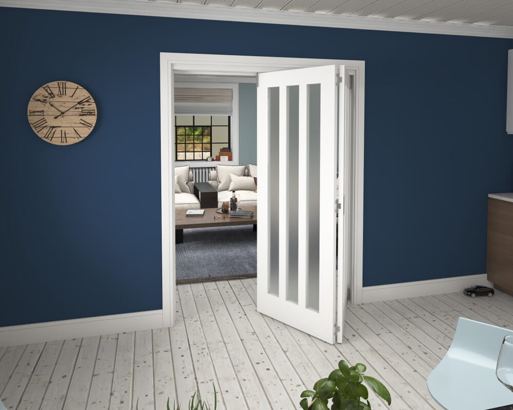 1599x2060x133mm Aston Frosted Glazed White Roomfold Grande (2+0)