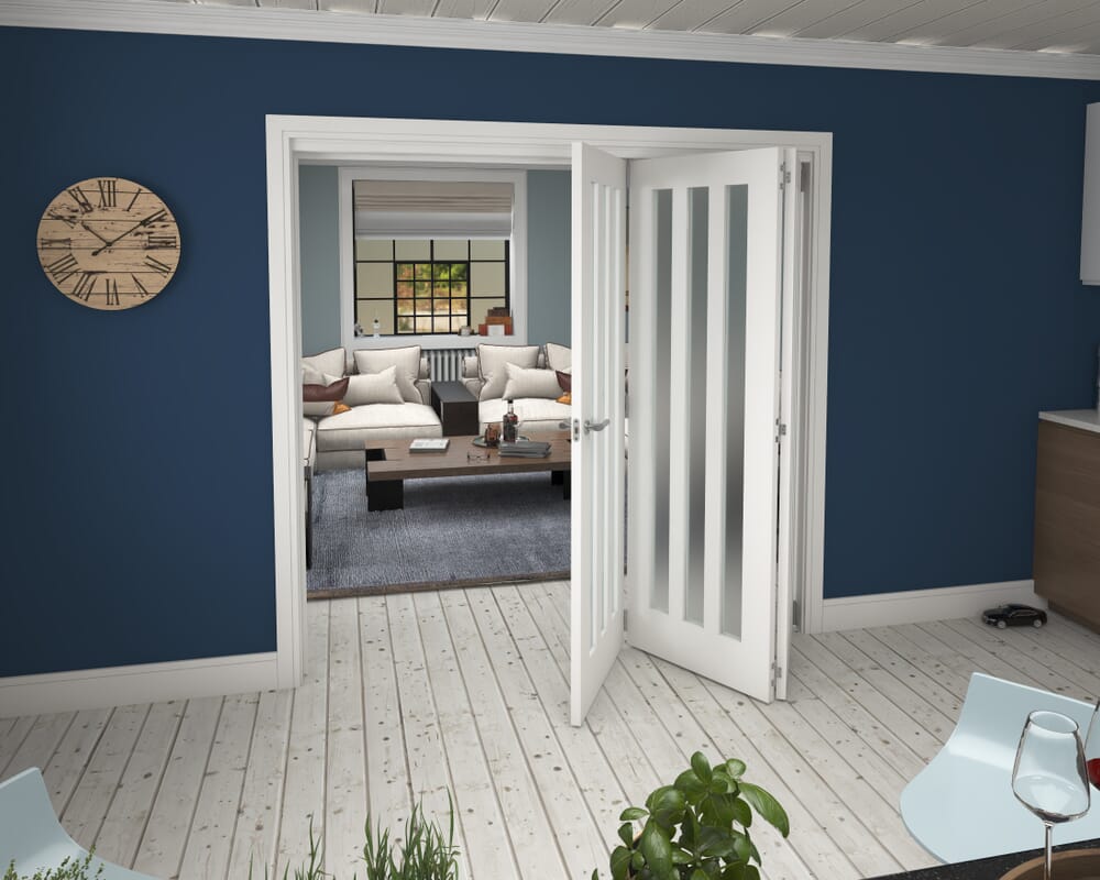 2133x2060x133mm Aston Frosted Glazed White Roomfold Grande (3+0)