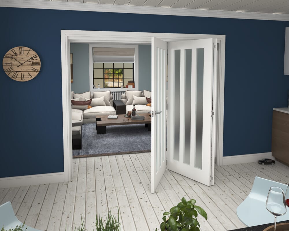 2361x2060x133mm Aston Frosted Glazed White Roomfold Grande (3+0)