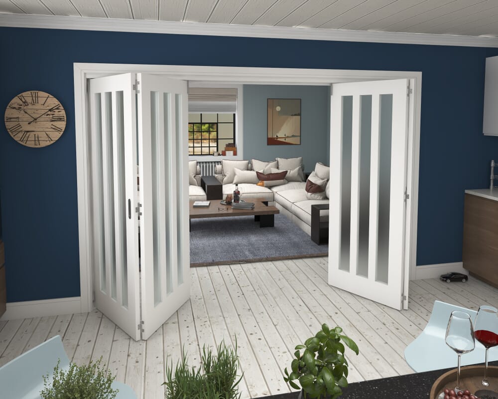 3136x2060x133mm Aston Frosted Glazed White Roomfold Grande (2+2)