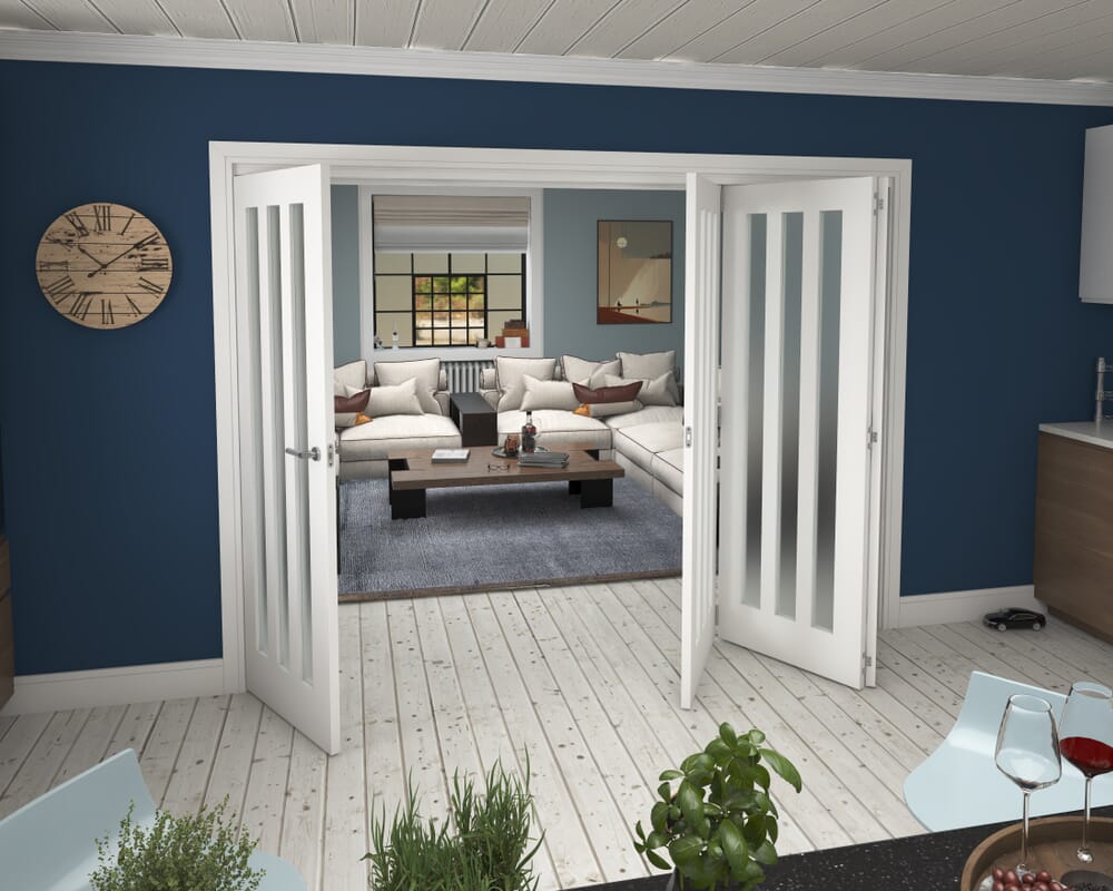 2832x2060x133mm Aston Frosted Glazed White Roomfold Grande (3+1)