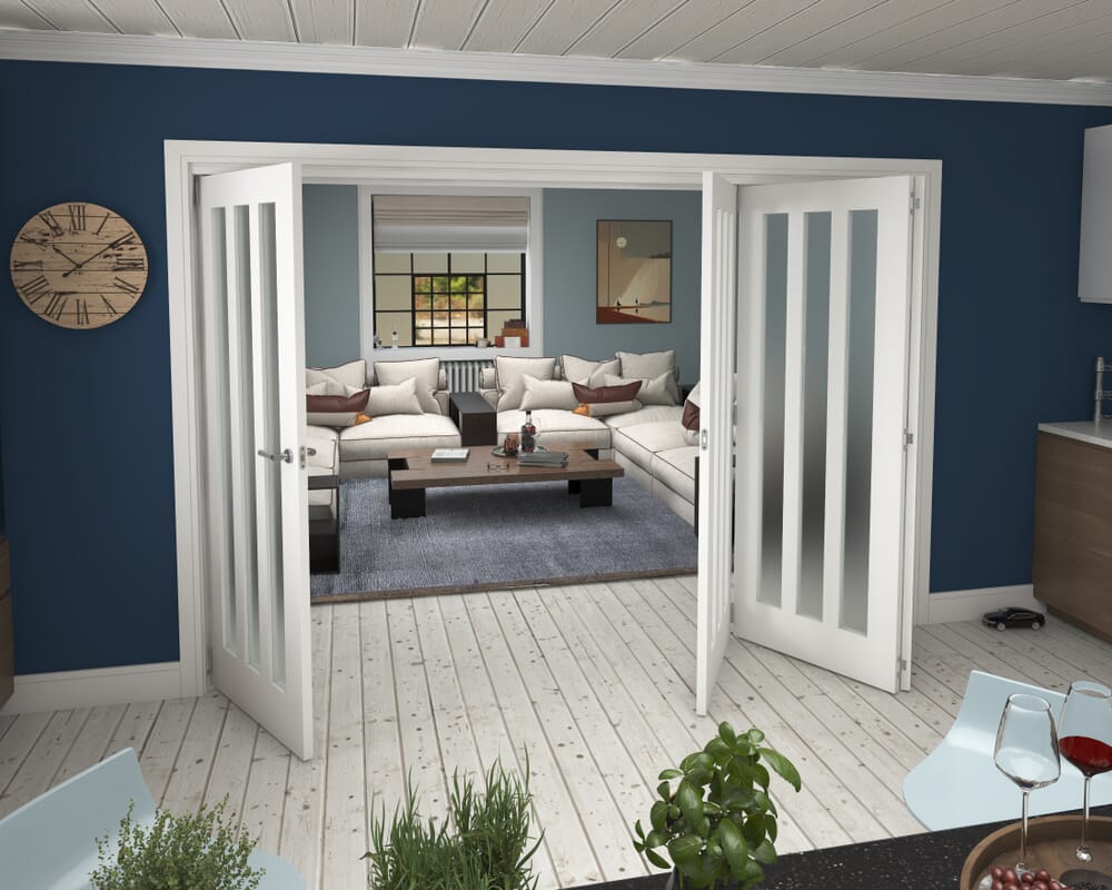 3136x2060x133mm Aston Frosted Glazed White Roomfold Grande (3+1)