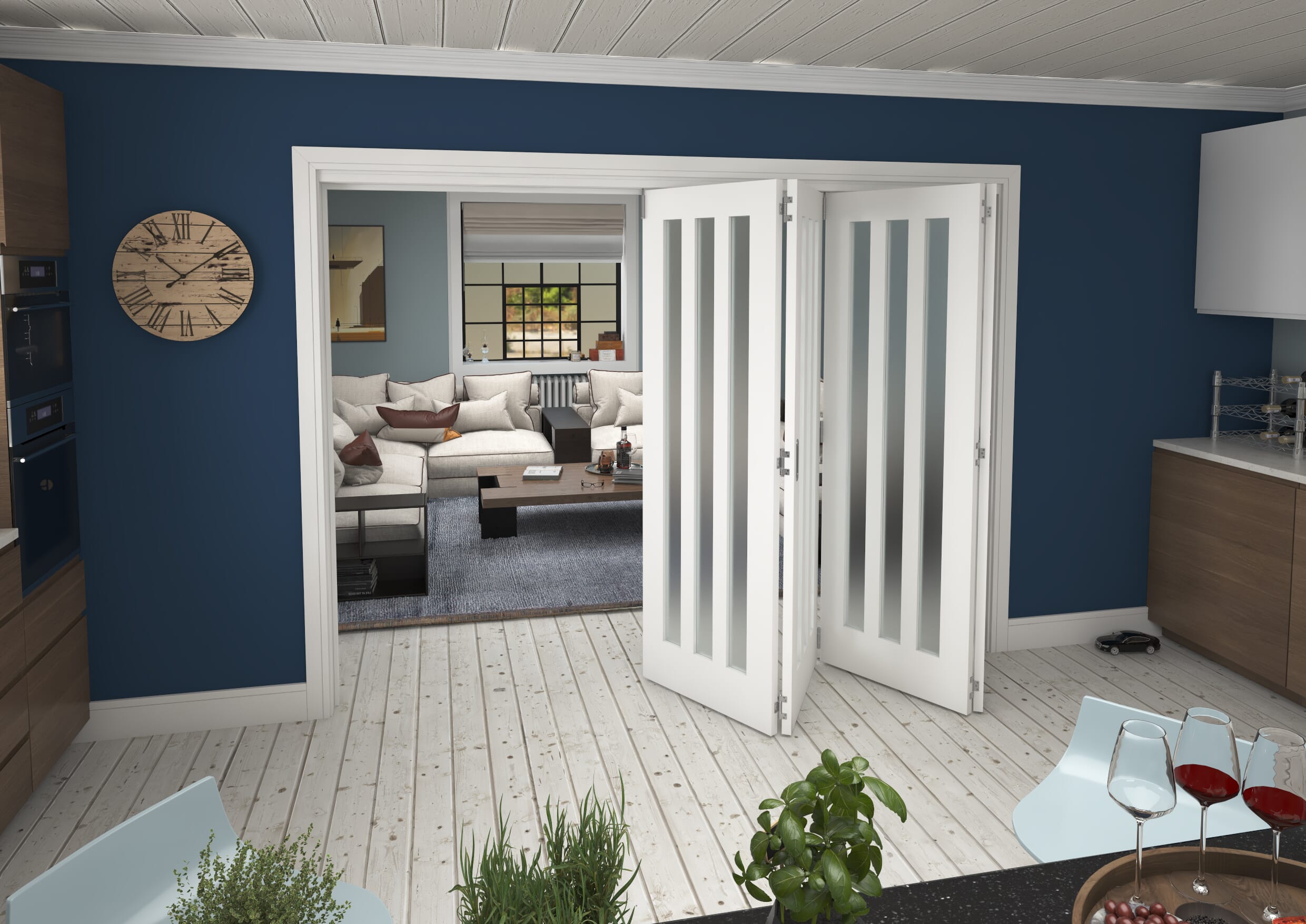 2825x2060x133mm Aston Frosted Glazed White Roomfold Grande (4+0)