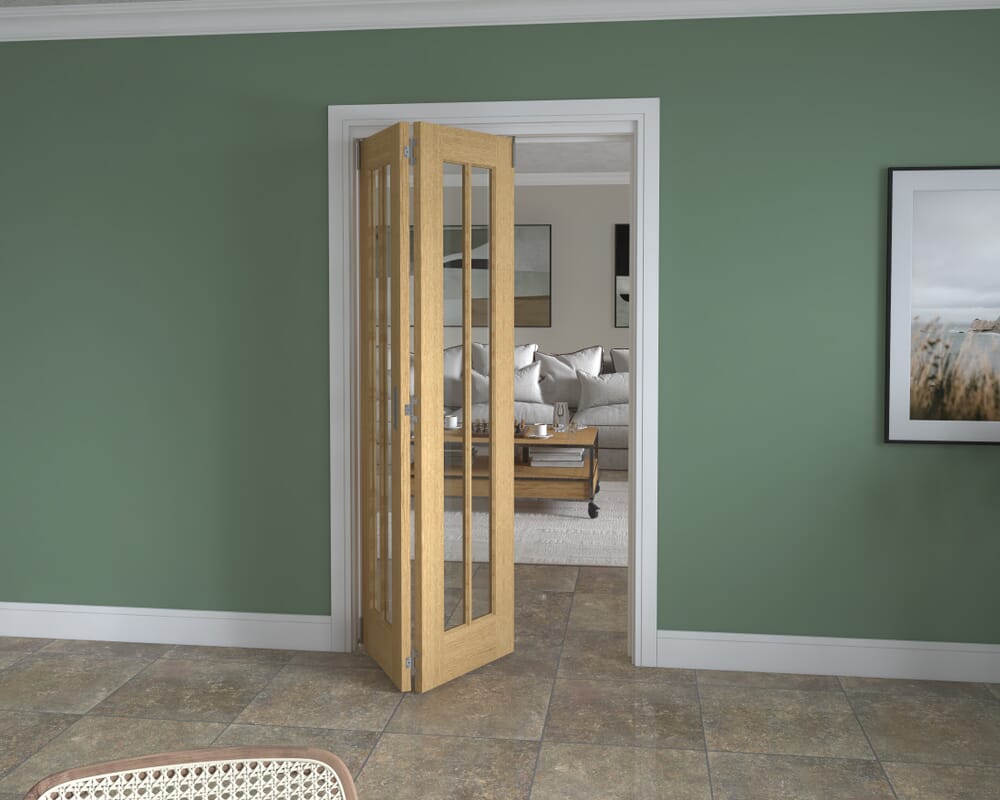 1141x2060x133mm Lincoln Clear Glazed Oak Roomfold Grande (2+0)