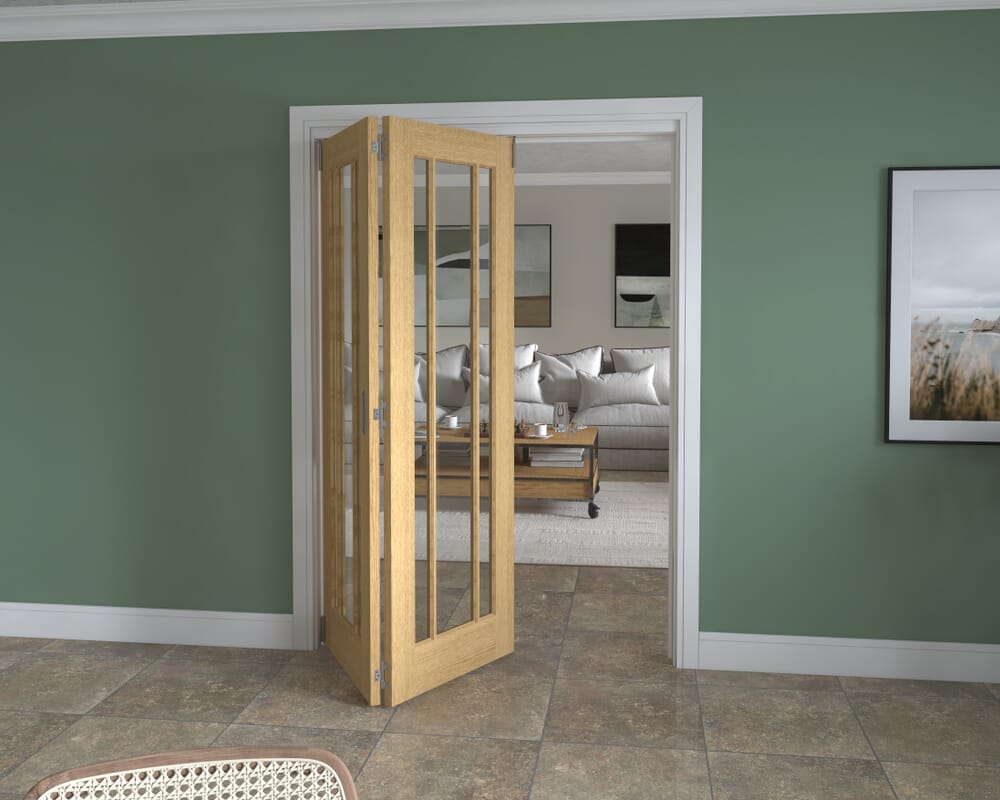 1447x2060x133mm Lincoln Clear Glazed Oak Roomfold Grande (2+0)