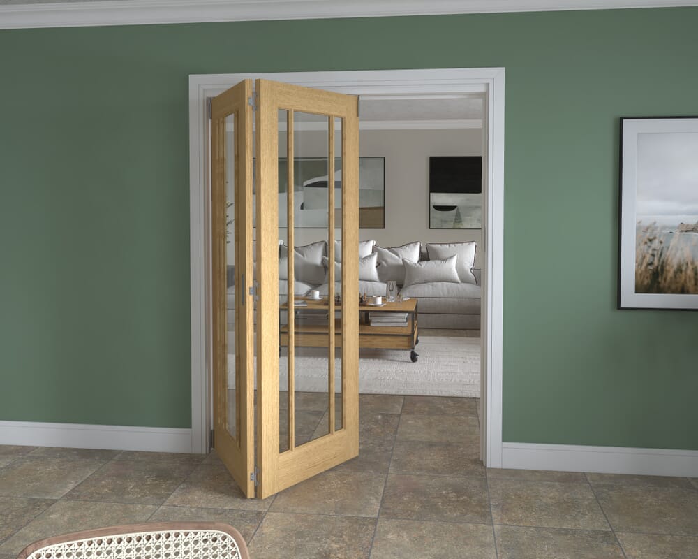 1599x2060x133mm Lincoln Clear Glazed Oak Roomfold Grande (2+0)