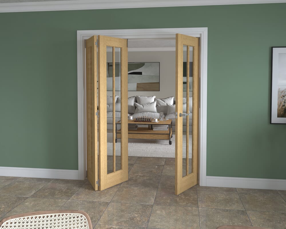 1684x2060x133mm Lincoln Clear Glazed Oak Roomfold Grande (2+1)