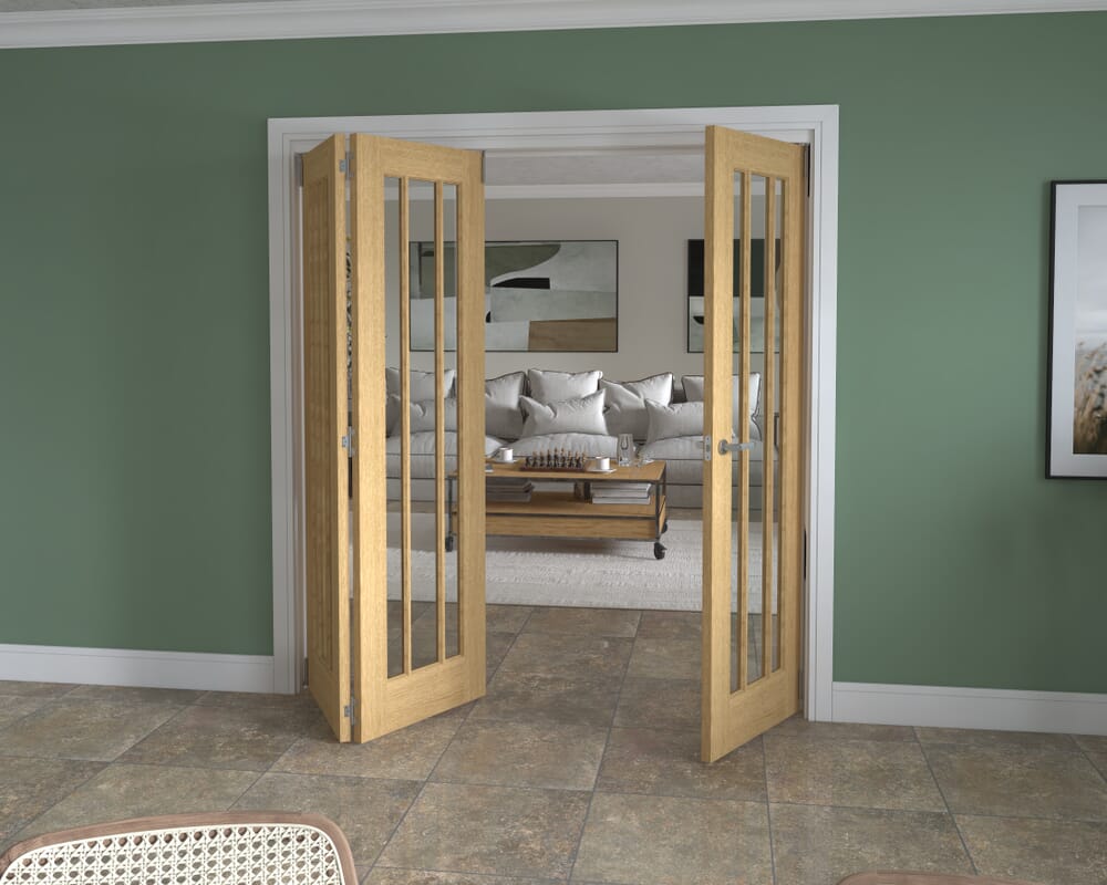 1915x2060x133mm Lincoln Clear Glazed Oak Roomfold Grande (2+1)