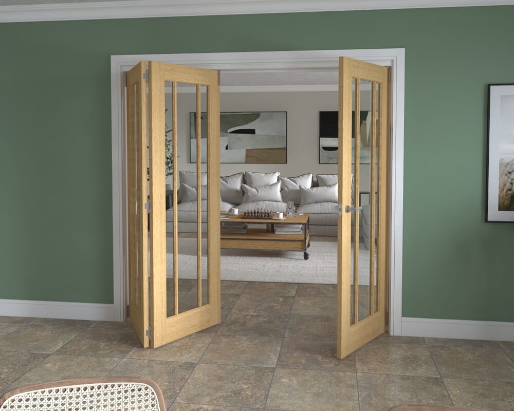 2143x2060x133mm Lincoln Clear Glazed Oak Roomfold Grande (2+1)