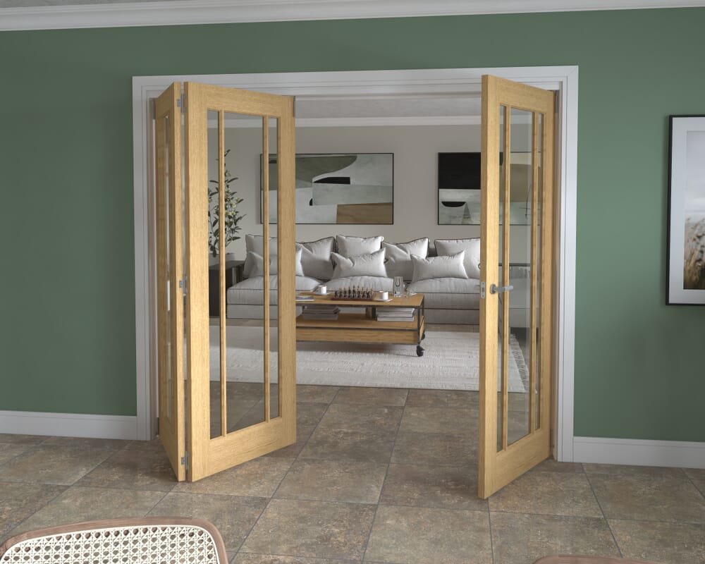 2371x2060x133mm Lincoln Clear Glazed Oak Roomfold Grande (2+1)