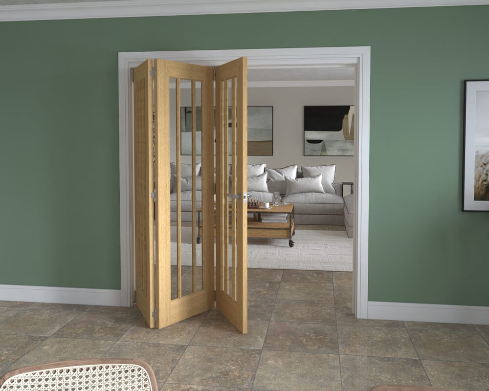 1905x2060x133mm Lincoln Clear Glazed Oak Roomfold Grande (3+0)