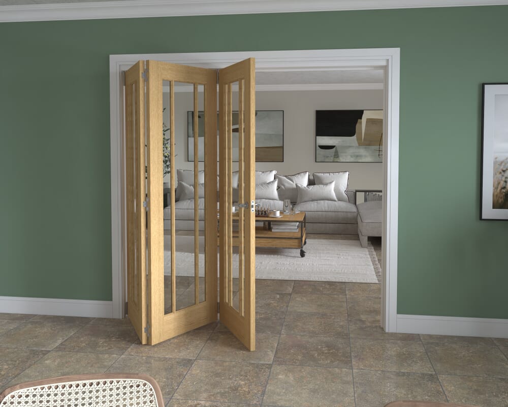 2133x2060x133mm Lincoln Clear Glazed Oak Roomfold Grande (3+0)