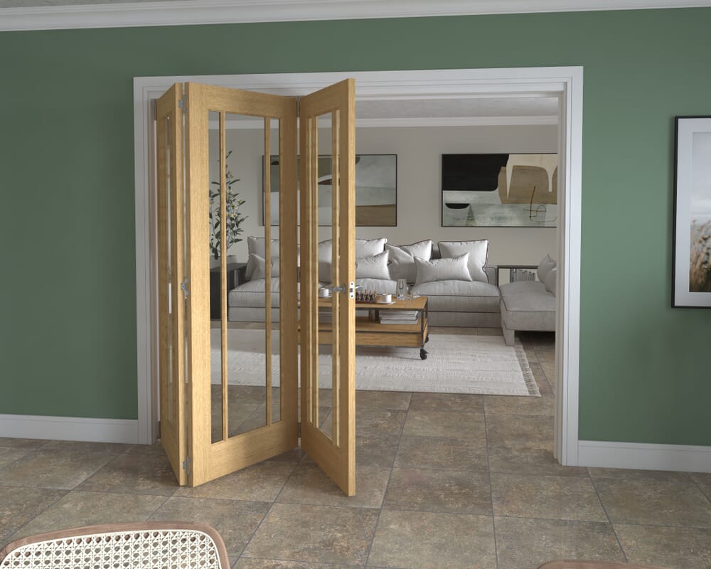 2361x2060x133mm Lincoln Clear Glazed Oak Roomfold Grande (3+0)