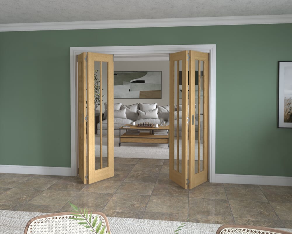 2220x2060x133mm Lincoln Clear Glazed Oak Roomfold Grande (2+2)