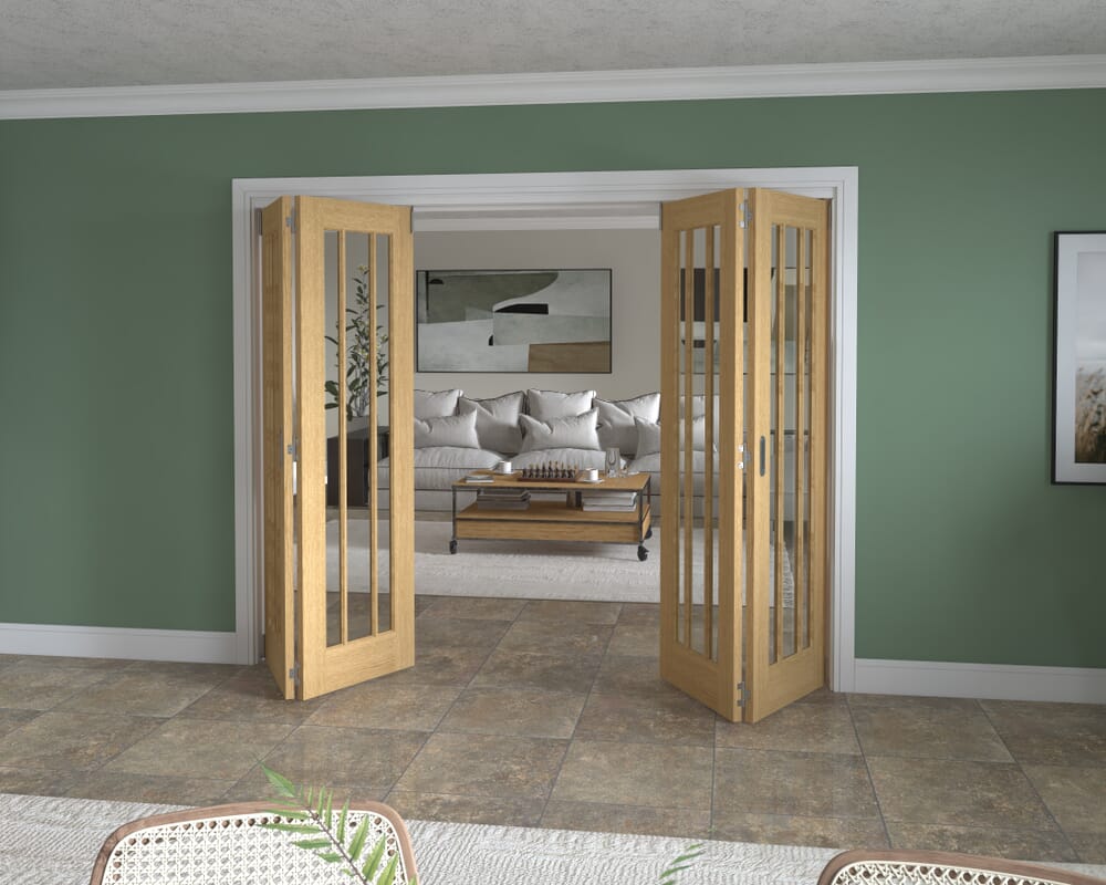 2528x2060x133mm Lincoln Clear Glazed Oak Roomfold Grande (2+2)