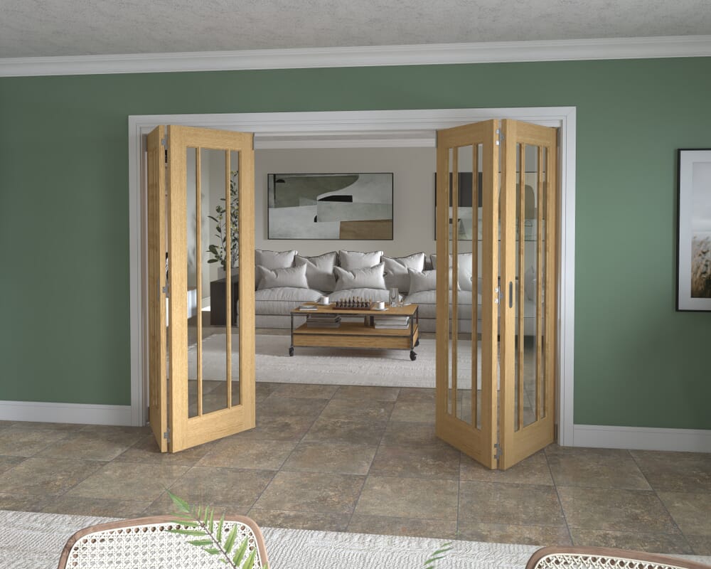 2832x2060x133mm Lincoln Clear Glazed Oak Roomfold Grande (2+2)