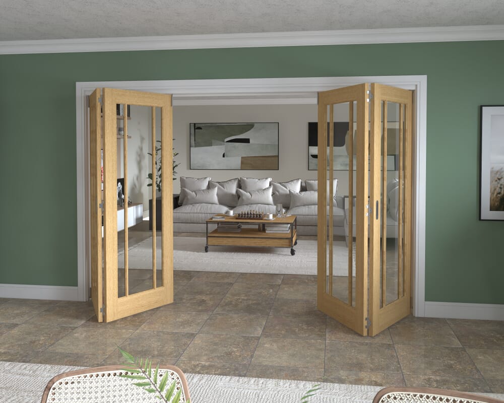 3136x2060x133mm Lincoln Clear Glazed Oak Roomfold Grande (2+2)