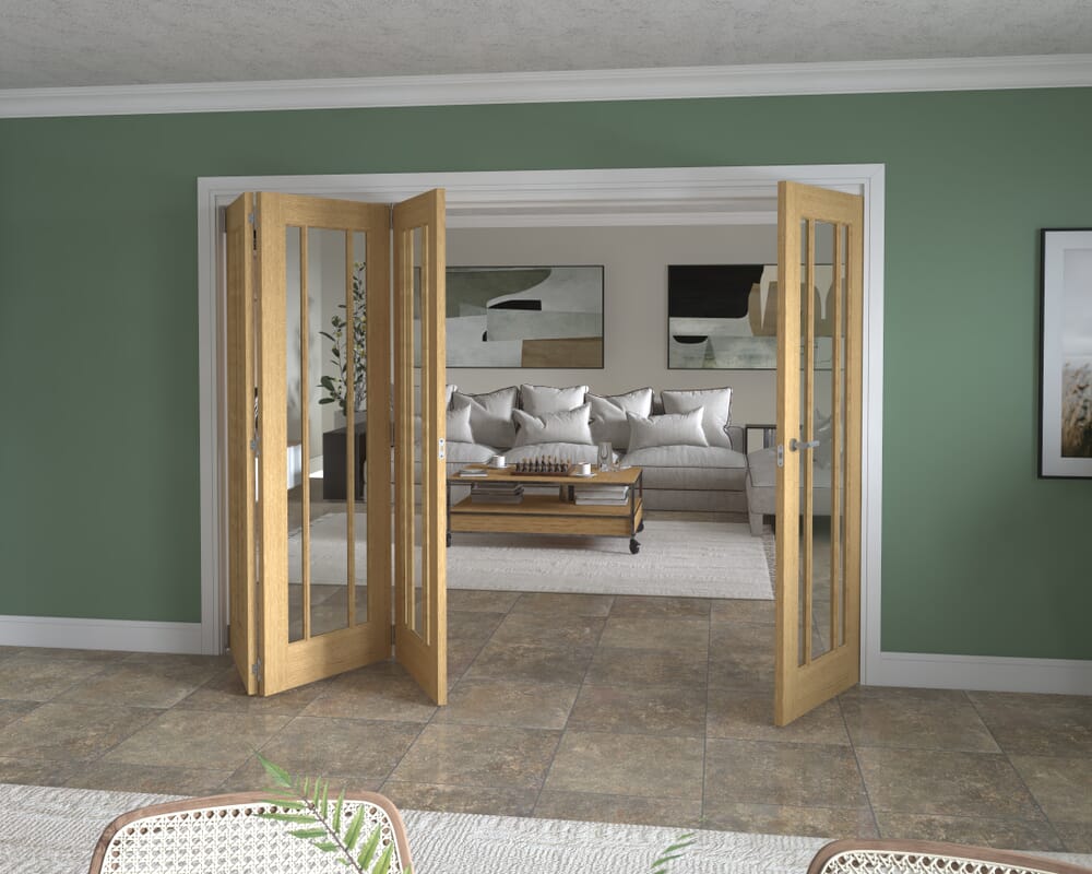 2832x2060x133mm Lincoln Clear Glazed Oak Roomfold Grande (3+1)