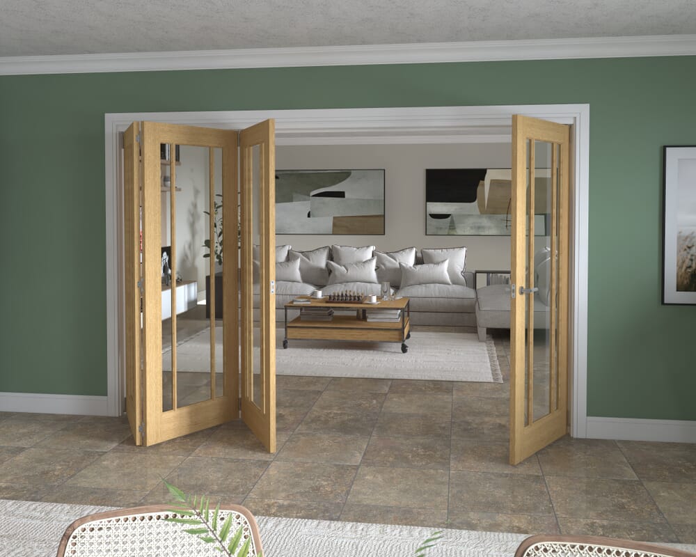 3136x2060x133mm Lincoln Clear Glazed Oak Roomfold Grande (3+1)